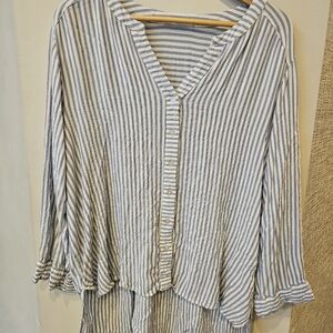 Jane and Delancey Blue and White Striped Button Down Shirt
